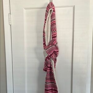 Cozy Pink and Cream Knit Scarf